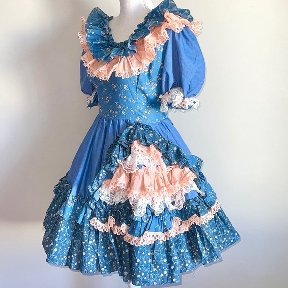 1960/70sVintage Kawaii Ruffle Prairie Swing Dress